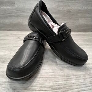 Orthofeet Womens Black Leather Loafer Comfort Shoes Size 8.5 Medium